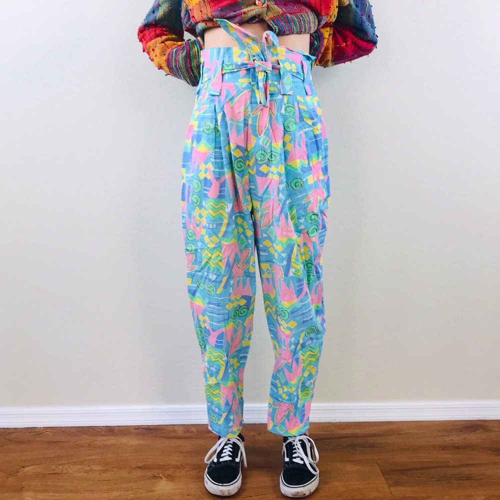 Vintage Multi-Color Pastel High-Waisted Pants